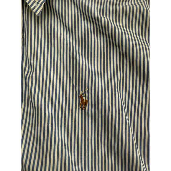 Ralph Lauren Men's White & Blue Striped Yarmouth Button Down Shirt Size 15.5 - Picture 3 of 5